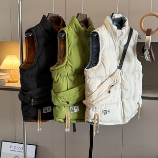 送斜跨小包 秋冬男女立领面包服夹棉加厚保暖坎肩马甲 双面可穿