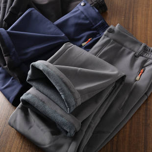 男防风防水保暖加厚休闲长裤 加绒软壳冲锋裤 立体剪裁 专业户外