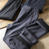 直筒裤 男松紧休闲裤 加绒加厚防风防水秋冬保暖软壳裤 撤柜公司货