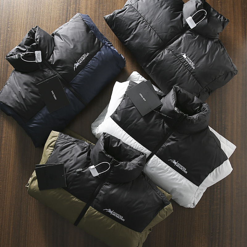 石墨烯保暖黑科技+立体拼色90白鸭绒 冬季男士立领加厚休闲羽绒服