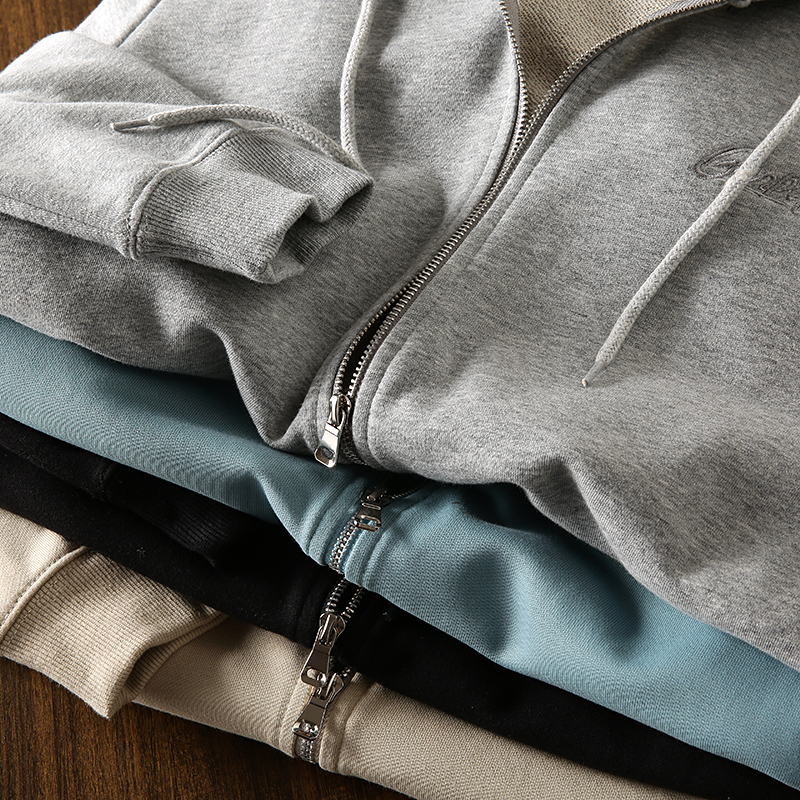 全棉毛圈时尚拉链开衫卫衣