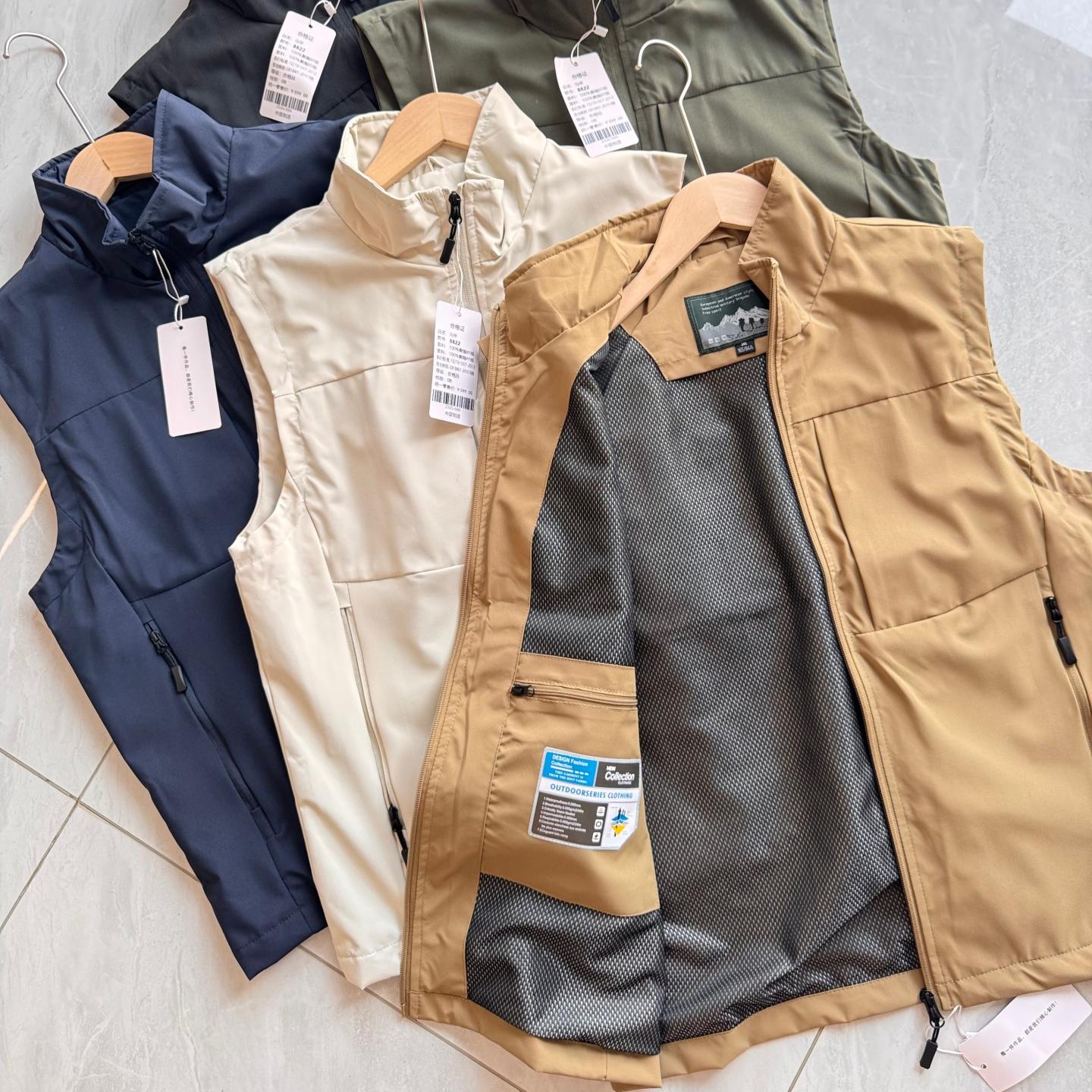 都市高端户外！秋季新品男士外贸立领多口袋防水透气马甲背心坎肩