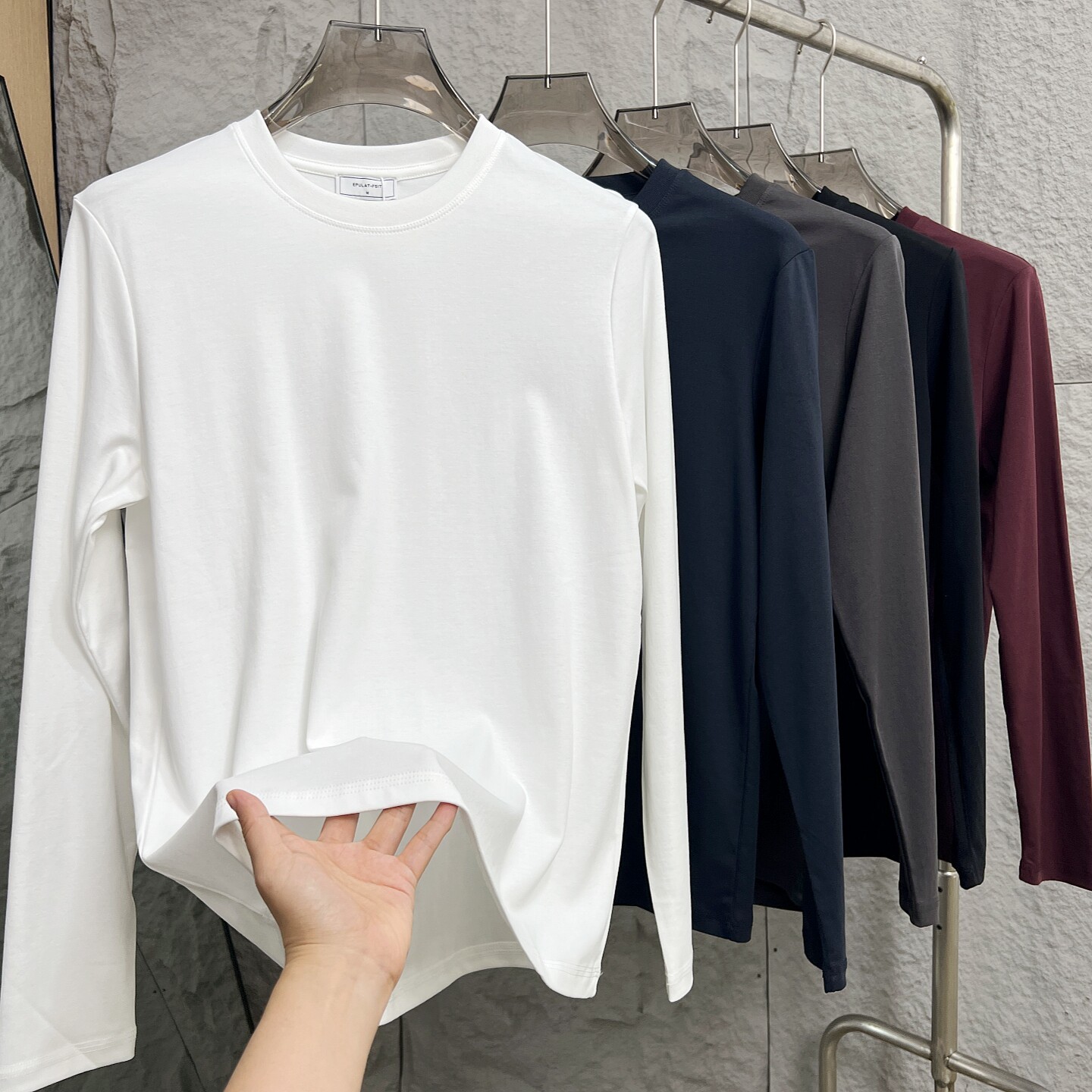 岛国订单！基础百搭款！秋季男士纯棉透气亲肤舒适圆领长袖T恤 潮