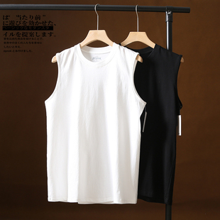 t恤衫 运动跨栏坎肩无袖 背心 男全棉运动宽肩汗衫 220G重磅设计师线