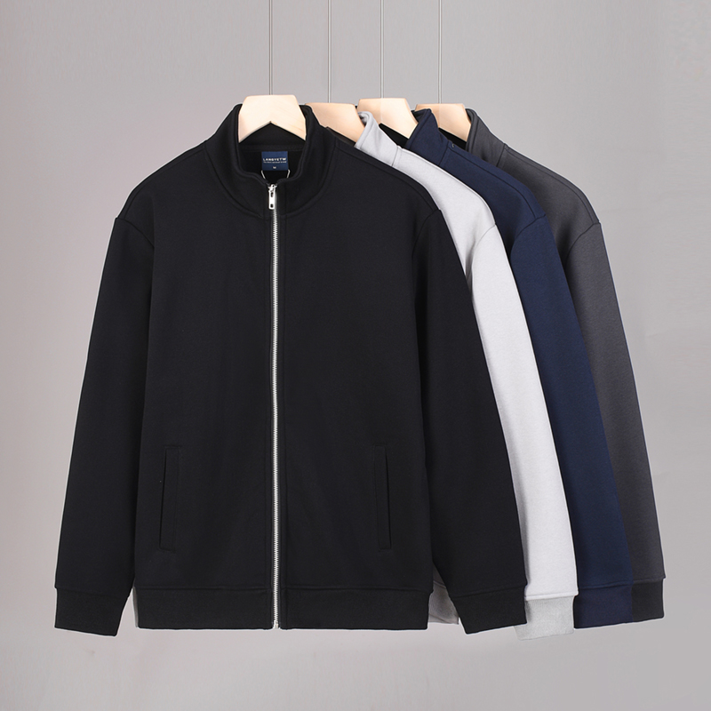 重磅460g!加绒保暖!秋冬男士休闲纯色百搭开衫立领宽松卫衣外套