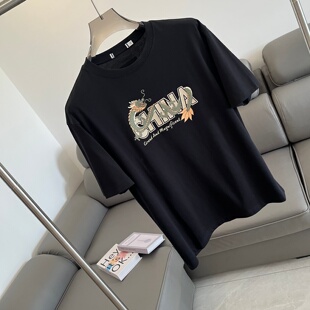【H剪】凉快舒爽！亲肤透气！一线品牌撤柜夏季龙图案黑色T恤短袖