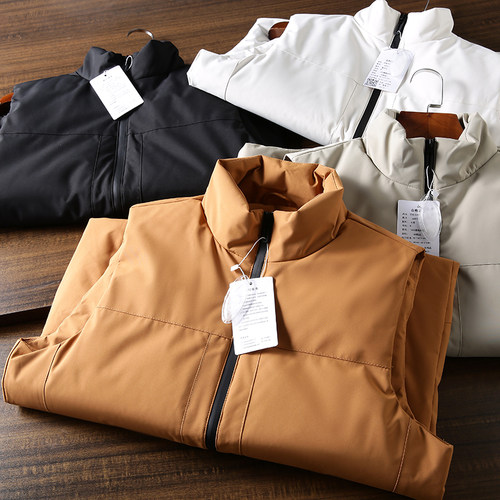 高蓬松白鸭绒立领羽绒背心马甲