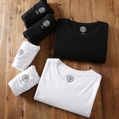 打底衫 三件装 圆领百搭短袖 棉质无缝桶织男女情侣款 T恤 神捡漏