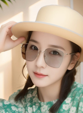 防紫外线方形休闲女透灰太阳眼镜