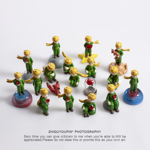 正版小王子摆件玫瑰花玩偶蛋糕花艺盆景装饰汽车桌面狐狸公仔玩具