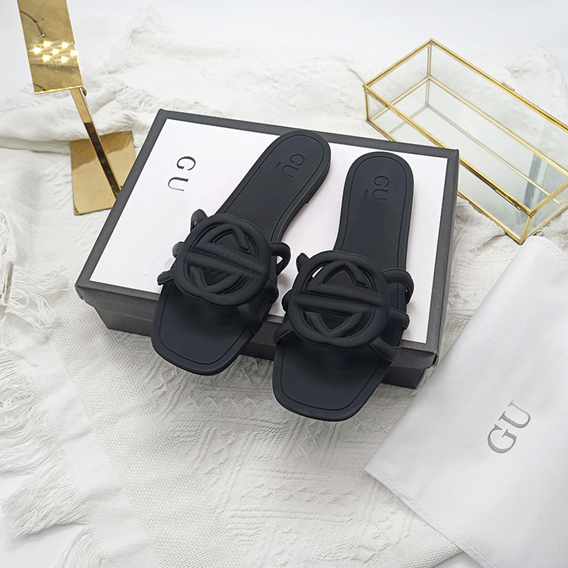 2025 women's fashionable flat slippers jelly shoes