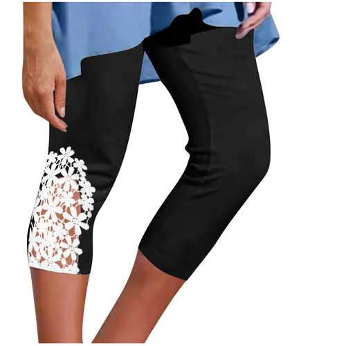 Women's summer solid color lace lace simple base yoga pants