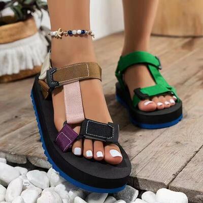 2025 Thick Bottom Color blocked Beach Sandals