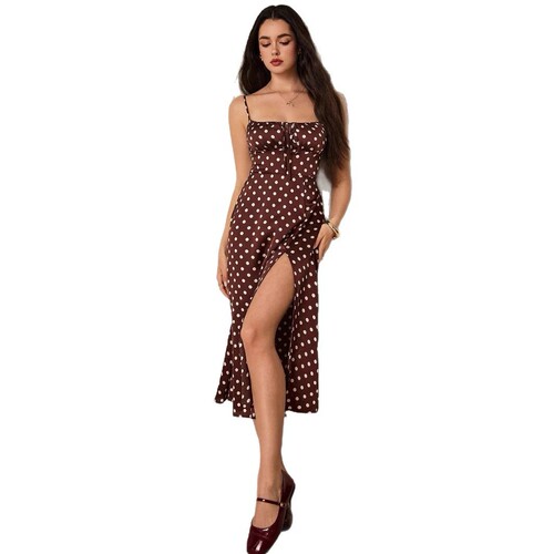 street fashion polka dot strap sleeveless suspender dress