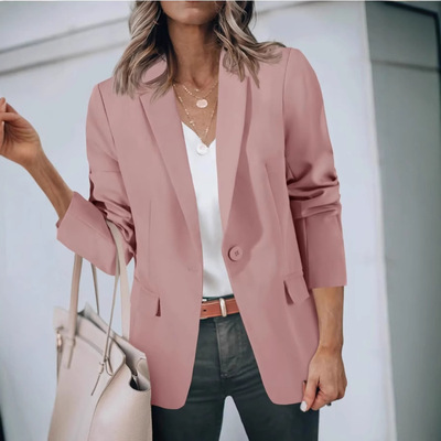 2025 lapel long sleeved pocket one button casual office suit