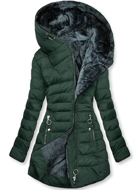 2023 woolen collar cotton zippered cotton jacket hood 大衣