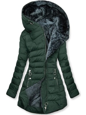 2023 woolen collar cotton zippered cotton jacket hood 大衣