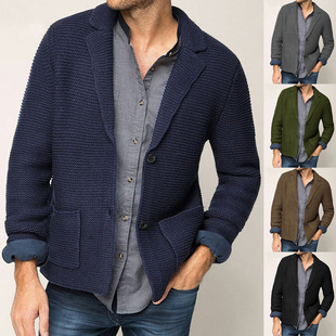 men lapel 2025 suit cardigan knitted jacket sweater