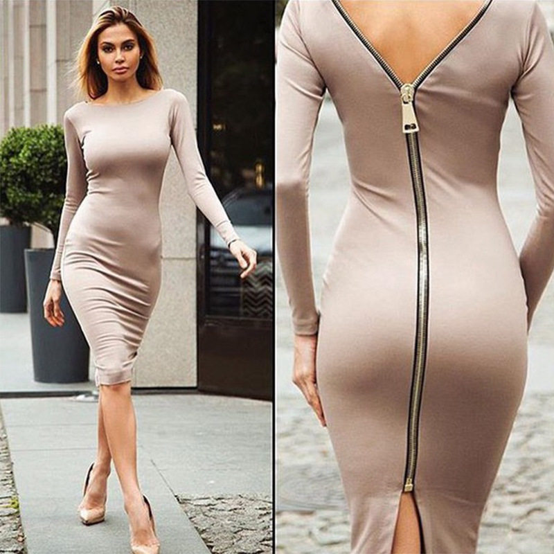 2025 plus size dress slim fit zipper long dress