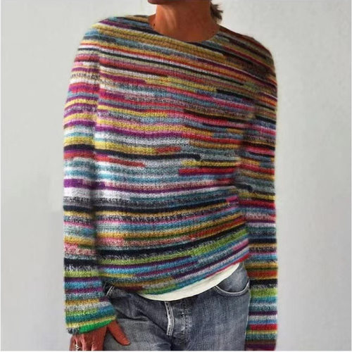 pattern pullover knit top, casual loose long-sleeved sweater