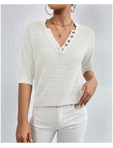 Leisure Hollow 2024 Spring Pullover Knitwear 套头针织衫