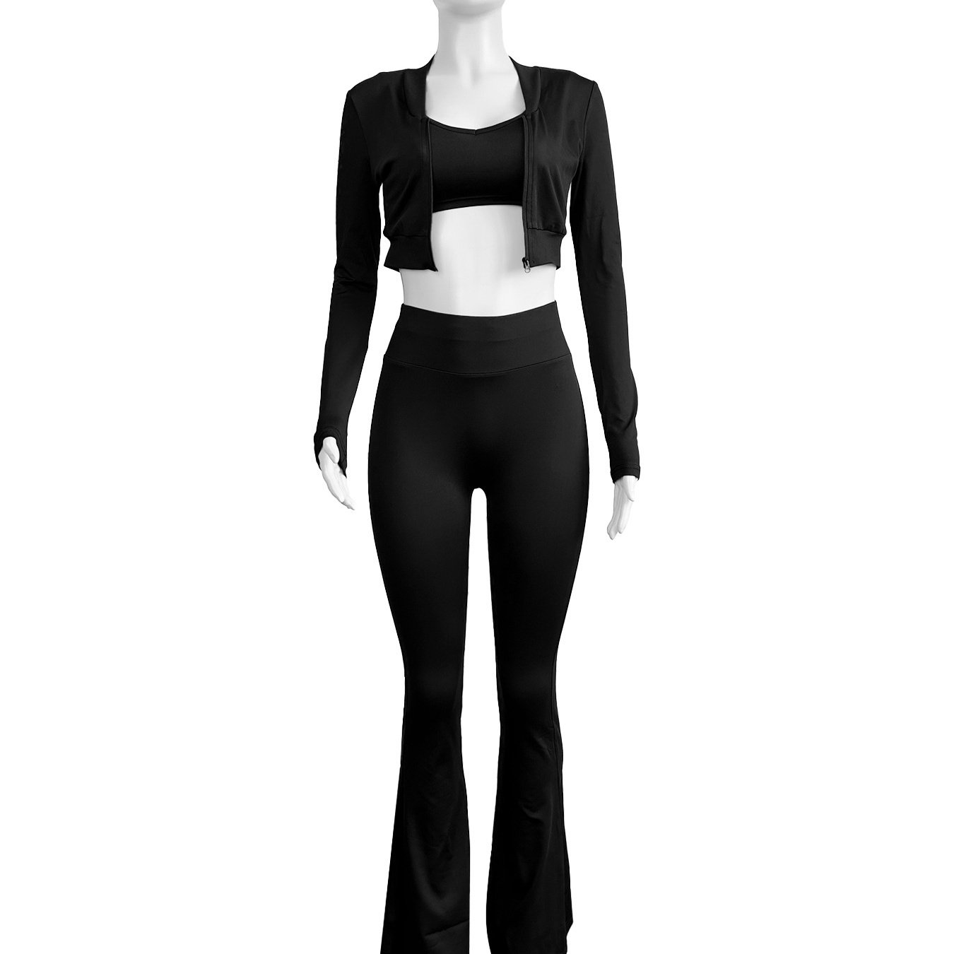 2025 Solid Color Top Micro Horn Casual Set