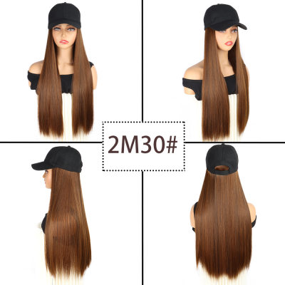 Hat Women's Long Straight Hair Integrated Fashion Wig