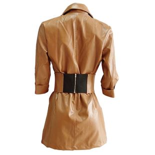 women jacket leather 连衣裙皮外套带腰带 dress 2026