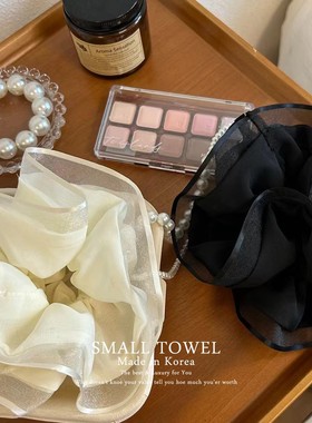 韩国东大门nyu高级法式黑白色花边蕾丝大肠发圈马尾皮筋丸子头绳