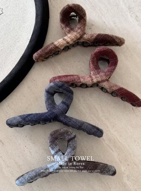 韩国进口秋冬高级法式毛呢13cm大号鲨鱼夹后脑勺盘发抓夹发卡头饰