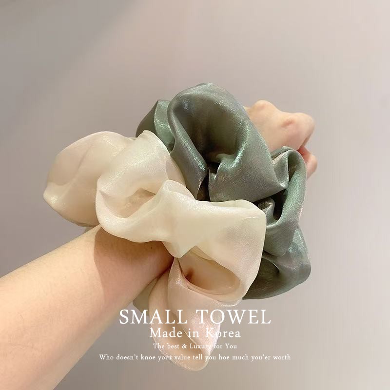 韩国东大门进口nyu法式高级珠光泽网纱大肠圈马尾皮筋丸子头发绳