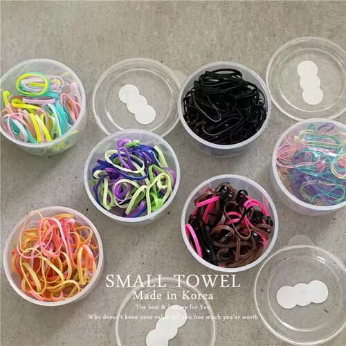 进口少女儿童黑色彩色奶油一次性皮筋盒装发圈小揪揪扎头发绳头饰