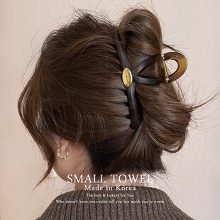 韩国东大门进口高级法式 豹纹金标鲨鱼夹后脑勺盘发抓夹发卡子发饰