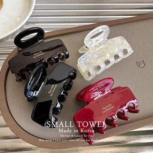 韩国东大门进口高级法式 金标中号鲨鱼夹后脑勺盘发抓夹发卡子头饰