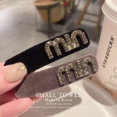 韩国东大门进口高级水钻min丝绒复古法式 侧边夹bb夹后脑勺发卡子