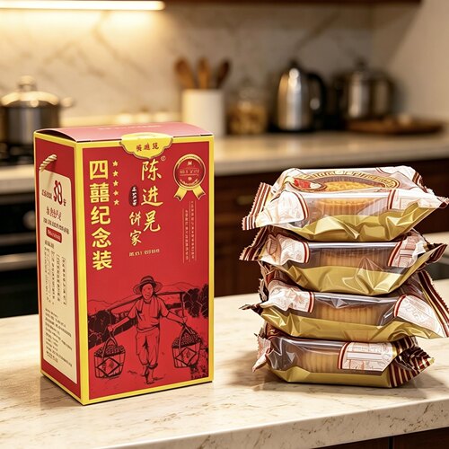 陈进晃四喜手提盒独立包装混合口味豆沙蛋黄冬蓉冬翅陈皮豆沙月饼