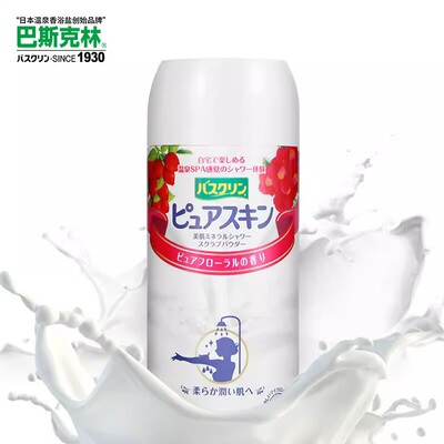 授权日本进口巴斯克林美肌磨砂精浴盐花香营养臻白按摩泡浴420g