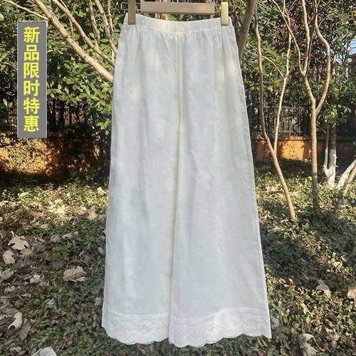 新款古风刺绣纯棉麻刺绣减龄裙裤