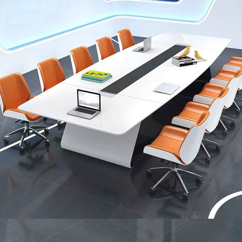 慕典烤漆会议桌长桌简约现代大型办公会议桌椅组合培训长条桌家俱