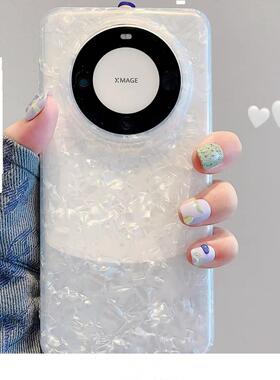 梦幻ins风贝壳纹适用华为mate60pro+手机壳mate50Pro保护套mate40pro曲面屏30epro女全包P60防摔高级感nova11