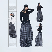 复古跳舞运动裤 CBXLAB街舞潮牌银河碎钻格纹山本阔腿长裤 嘻哈美式