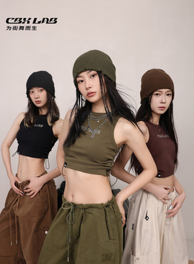 CBXLAB街舞潮牌多色修身绑带背心女夏季辣妹爵士舞嘻哈街头上衣潮