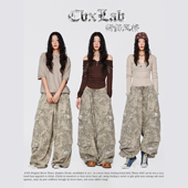 高街工装 裤 辣妹嘻哈个性 CBXLAB街舞潮牌迷彩废土风美式 破洞休闲裤