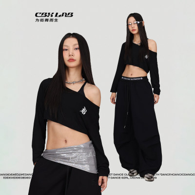 CBXLAB街舞潮牌黑色kpop短款长袖