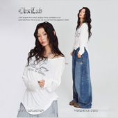 CBXLAB街舞潮牌白色 女 爵士跳舞简约罩衫 丝丝棉 柔软松弛慵懒长袖