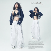 CBXLAB街舞潮牌机能网纱拼接嘻哈oversize运动裤 复古显瘦休闲裤 潮