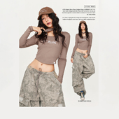 潮 长裤 工装 街头做旧感辣妹爵士休闲裤 CBXLAB街舞潮牌废土破洞美式