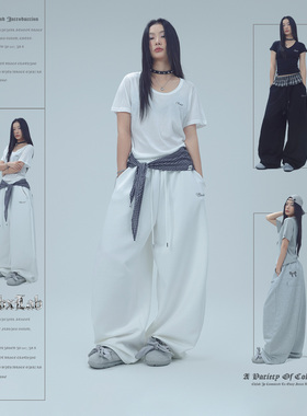 CBXLAB街舞潮牌夏季烫钻简约嘻哈运动裤软糯显瘦街头跳舞休闲裤潮