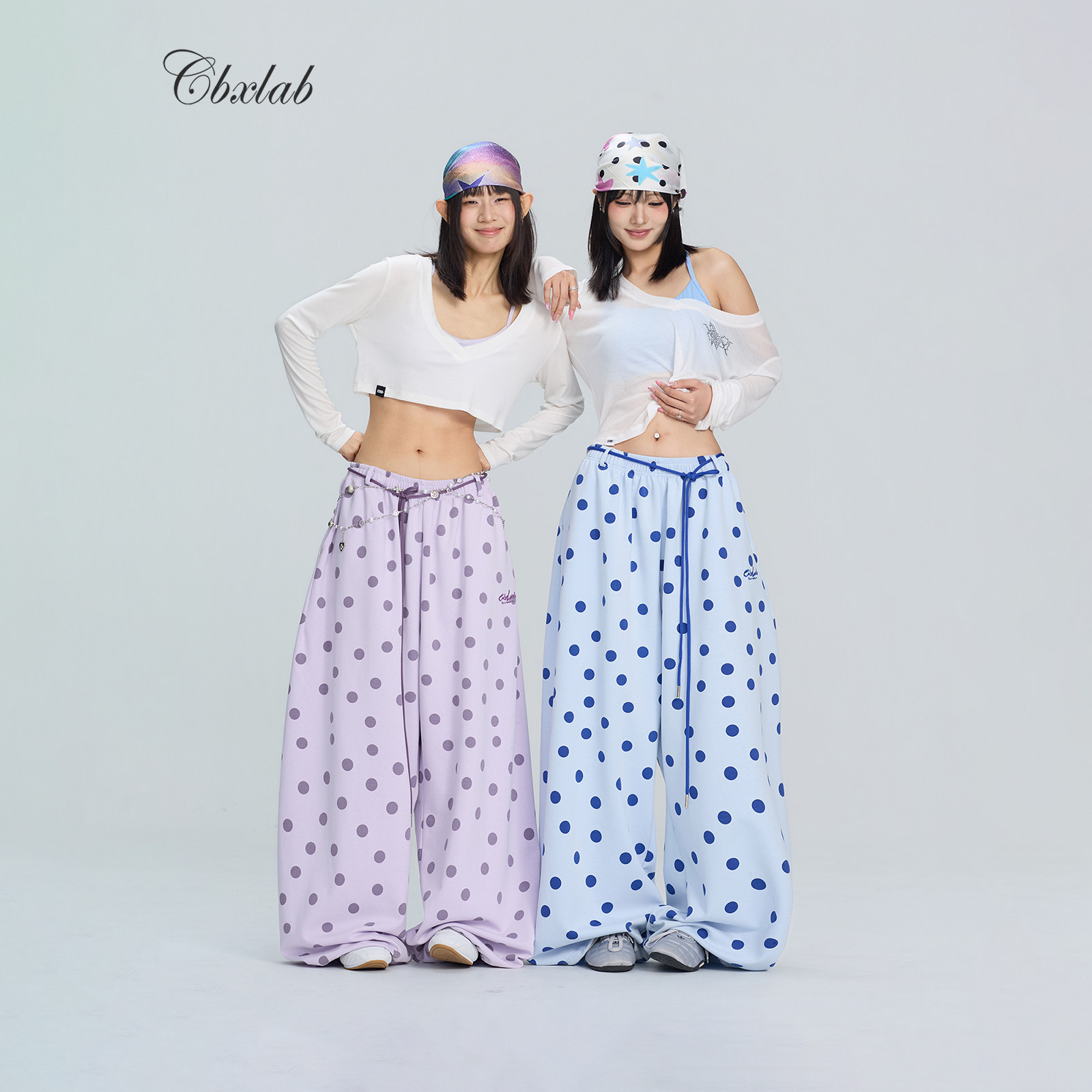 CBXLAB街舞潮牌秋季波点oversize辣妹运动长裤个性嘻哈跳舞休闲裤图片