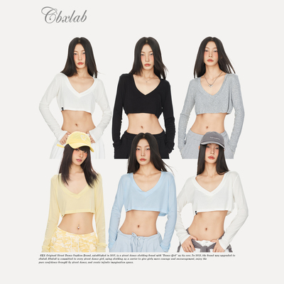 【抒情系列】CBXLAB街舞潮牌轻柔亲肤短款性感罩衫V领慵懒小衫女
